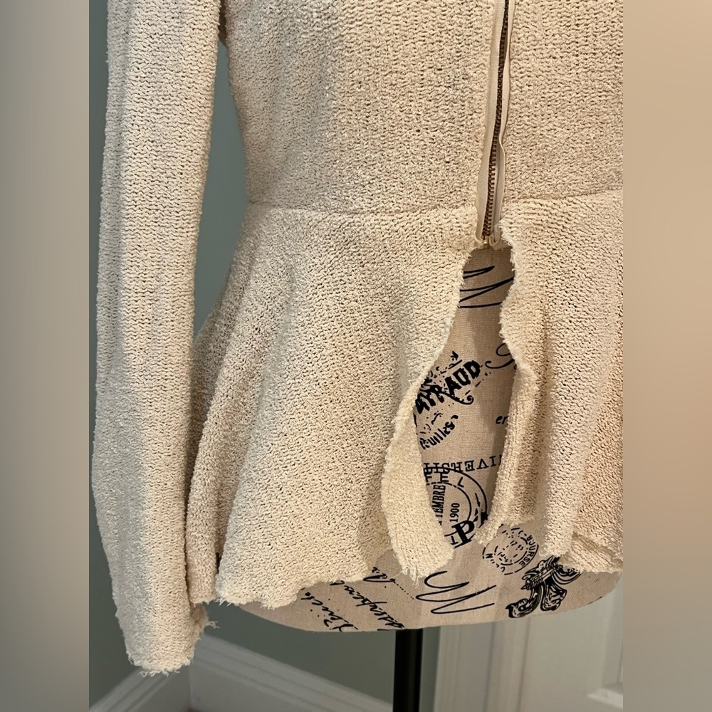 Zara Peplum Knit Jacket/Blazer | Cream | Preowned - Picture 9 of 13